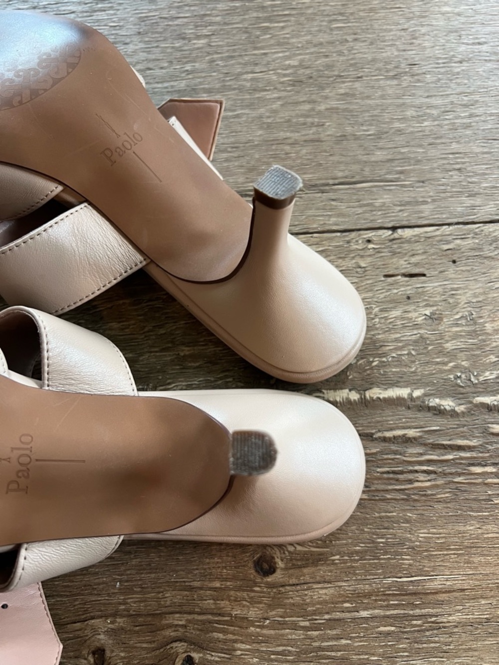 Paolo Blush Beige Pointed-Toe Buckle Mules - Picture 7 of 9